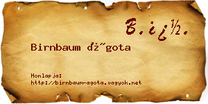 Birnbaum Ágota névjegykártya
